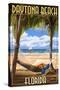 Daytona Beach, Florida - Palms and Hammock-Lantern Press-Stretched Canvas