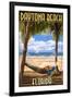 Daytona Beach, Florida - Palms and Hammock-Lantern Press-Framed Art Print