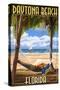 Daytona Beach, Florida - Palms and Hammock-Lantern Press-Stretched Canvas