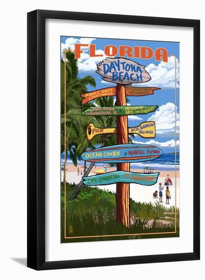 Daytona Beach, Florida - Sign Destinations-Lantern Press-Framed Art Print