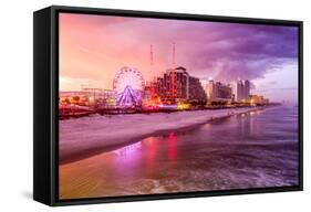 Daytona Beach, Florida, USA Beachfront Skyline.-SeanPavonePhoto-Framed Stretched Canvas