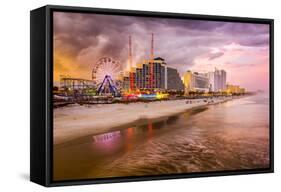 Daytona Beach, Florida, USA Beachfront Skyline.-SeanPavonePhoto-Framed Stretched Canvas