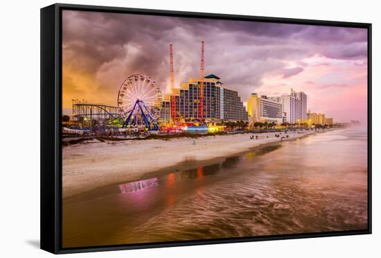 Daytona Beach, Florida, USA Beachfront Skyline.-SeanPavonePhoto-Framed Stretched Canvas