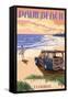 Daytona Beach, Florida - Woody on the Beach-Lantern Press-Framed Stretched Canvas