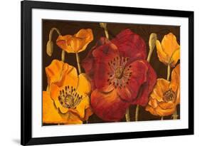 Dazzling Poppies I (Black)-Josefina-Framed Premium Giclee Print