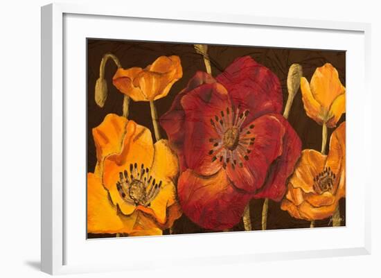 Dazzling Poppies I (Black)-Josefina-Framed Art Print