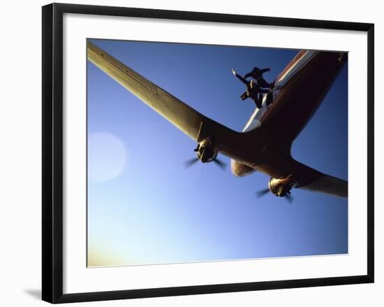 Dc-3 Airplane and Skydivers Zephyrhills, Florida, USA-null-Framed Photographic Print