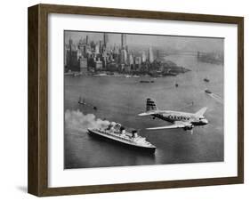 DC-3, SS Normandie, New York, 1938-Clyde Sunderland-Framed Art Print