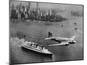 DC-3, SS Normandie, New York, 1938-Clyde Sunderland-Mounted Art Print