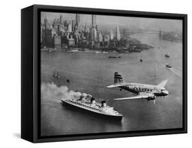 DC-3, SS Normandie, New York, 1938-Clyde Sunderland-Framed Stretched Canvas