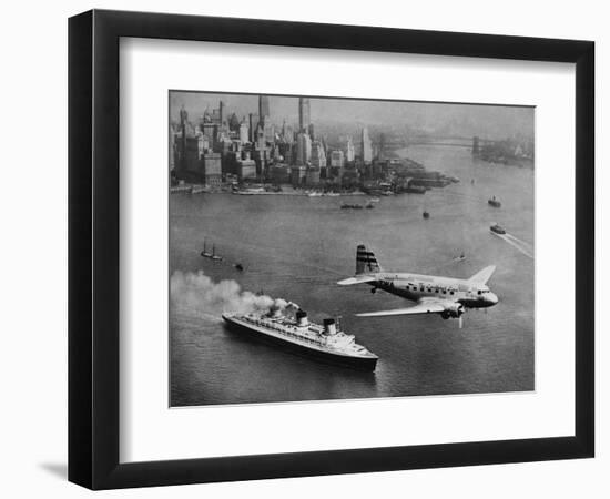 DC-3, SS Normandie, New York, 1938-Clyde Sunderland-Framed Art Print