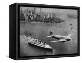 DC-3, SS Normandie, New York, 1938-Clyde Sunderland-Framed Stretched Canvas