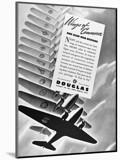DC-3 Wings of Commerce Ad-null-Mounted Art Print