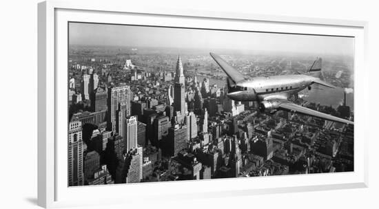 DC-4 over Manhattan, NYC-null-Framed Art Print