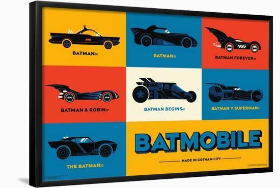 DC Comics Batman: 85th Anniversary - Minimalist The Batmobiles-Trends International-Framed Poster