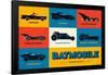 DC Comics Batman: 85th Anniversary - Minimalist The Batmobiles-Trends International-Framed Poster