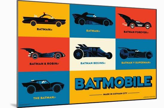 DC Comics Batman: 85th Anniversary - Minimalist The Batmobiles-Trends International-Mounted Poster