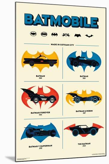 DC Comics Batman: 85th Anniversary - The Batmobiles Logos-Trends International-Mounted Poster