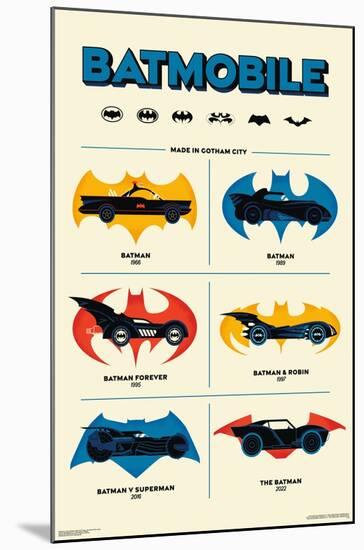 DC Comics Batman: 85th Anniversary - The Batmobiles Logos-Trends International-Mounted Poster