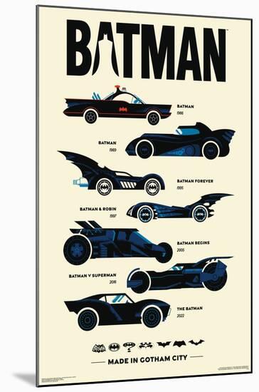 DC Comics Batman: 85th Anniversary - The Batmobiles Made In Gotham-Trends International-Mounted Poster