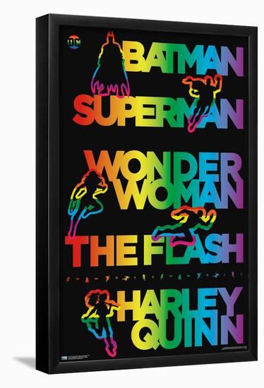 DC Comics Justice League - Rainbow Silhouette-Trends International-Framed Poster