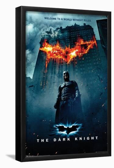 DC Comics Movie - The Dark Knight - Batman Logo on Fire One Sheet Premium Poster-null-Framed Poster