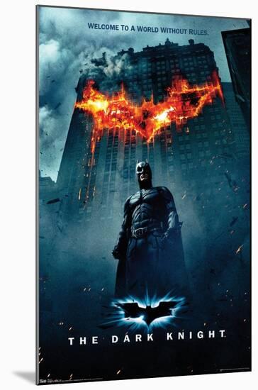 DC Comics Movie - The Dark Knight - Batman Logo on Fire One Sheet Premium Poster-null-Mounted Poster