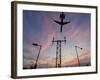 Dc9 Aircraft Approaching over Runway Landing Light Gantries at Sunset, London, England, United King-Charles Bowman-Framed Photographic Print