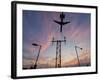 Dc9 Aircraft Approaching over Runway Landing Light Gantries at Sunset, London, England, United King-Charles Bowman-Framed Photographic Print