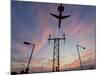 Dc9 Aircraft Approaching over Runway Landing Light Gantries at Sunset, London, England, United King-Charles Bowman-Mounted Photographic Print