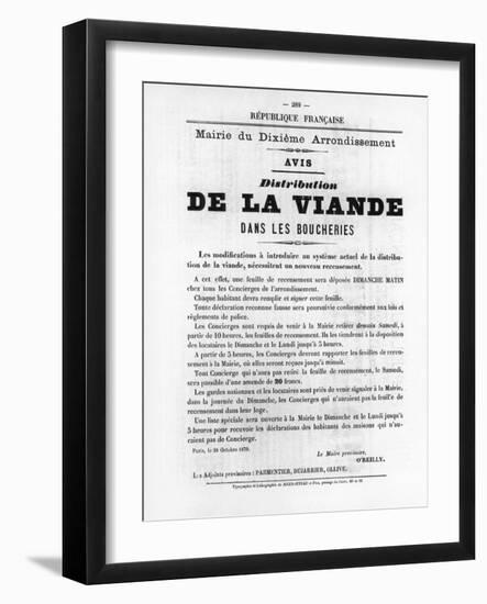 De La Viande, from French Political Posters of the Paris Commune, May 1871-null-Framed Giclee Print