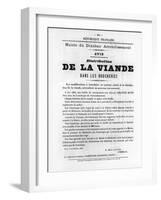 De La Viande, from French Political Posters of the Paris Commune, May 1871-null-Framed Giclee Print