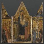 Triptyque. Panneau central : Vierge à l'Enfant avec saints Antoine et Jacques-de San Jacopo a Mucciana Maître-Mounted Giclee Print