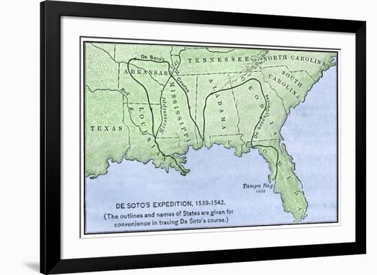 De Soto Expedition's Route across Southeast North America, 1539-1542-null-Framed Giclee Print