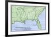 De Soto Expedition's Route across Southeast North America, 1539-1542-null-Framed Giclee Print