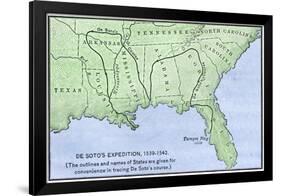 De Soto Expedition's Route across Southeast North America, 1539-1542-null-Framed Giclee Print