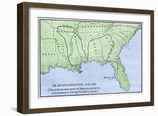 De Soto Expedition's Route across Southeast North America, 1539-1542-null-Framed Giclee Print