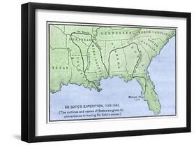 De Soto Expedition's Route across Southeast North America, 1539-1542-null-Framed Giclee Print