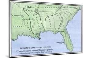 De Soto Expedition's Route across Southeast North America, 1539-1542-null-Mounted Giclee Print