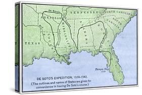 De Soto Expedition's Route across Southeast North America, 1539-1542-null-Stretched Canvas