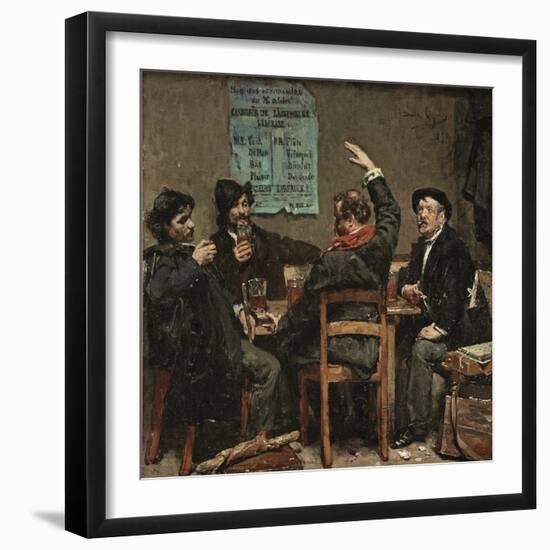 De Stamtafel: Storytelling in a Cafe, 1879 (Oil on Panel)-David Oyens-Framed Giclee Print