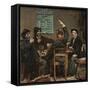 De Stamtafel: Storytelling in a Cafe, 1879 (Oil on Panel)-David Oyens-Framed Stretched Canvas
