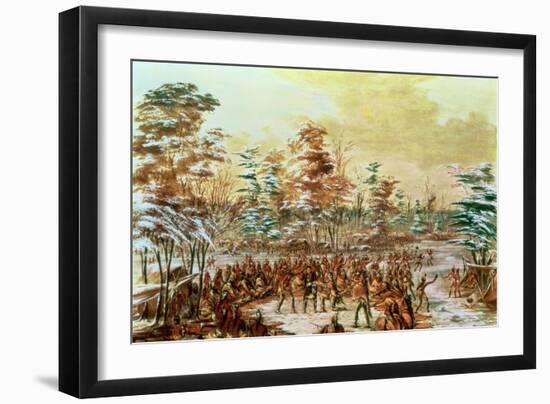 De Tonty Suing for Peace in the Iroquois Village in January 1680, 1847-48-George Catlin-Framed Giclee Print