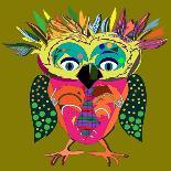 Owl on an Black Background, Hipster Symbol, Vector Illustration. Illustration for T-Shirt.-De Visu-Art Print