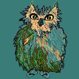 Owl, Symbol of Halloween, Vector Illustration. Illustration for T-Shirt.-De Visu-Art Print