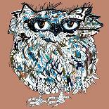 Owl on an Black Background, Hipster Symbol, Vector Illustration. Illustration for T-Shirt.-De Visu-Art Print