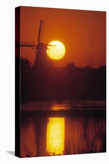 De Zwaan windmill in Windmill Island Gardens at sunrise, Holland, Michigan, USA-null-Stretched Canvas