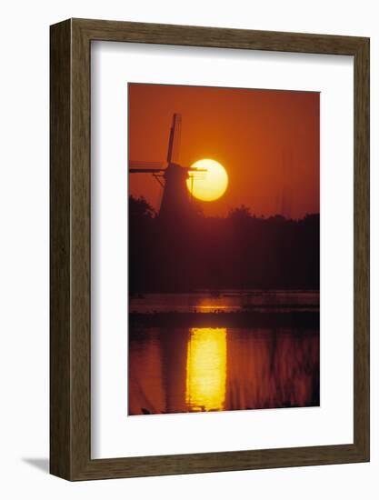 De Zwaan windmill in Windmill Island Gardens at sunrise, Holland, Michigan, USA-null-Framed Photographic Print