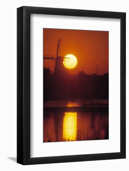 De Zwaan windmill in Windmill Island Gardens at sunrise, Holland, Michigan, USA-null-Framed Photographic Print