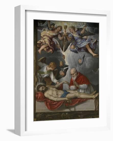 Dead Christ, Adored by Pope Pius V, Ca 1571-1572-Micheli Parrasio-Framed Giclee Print